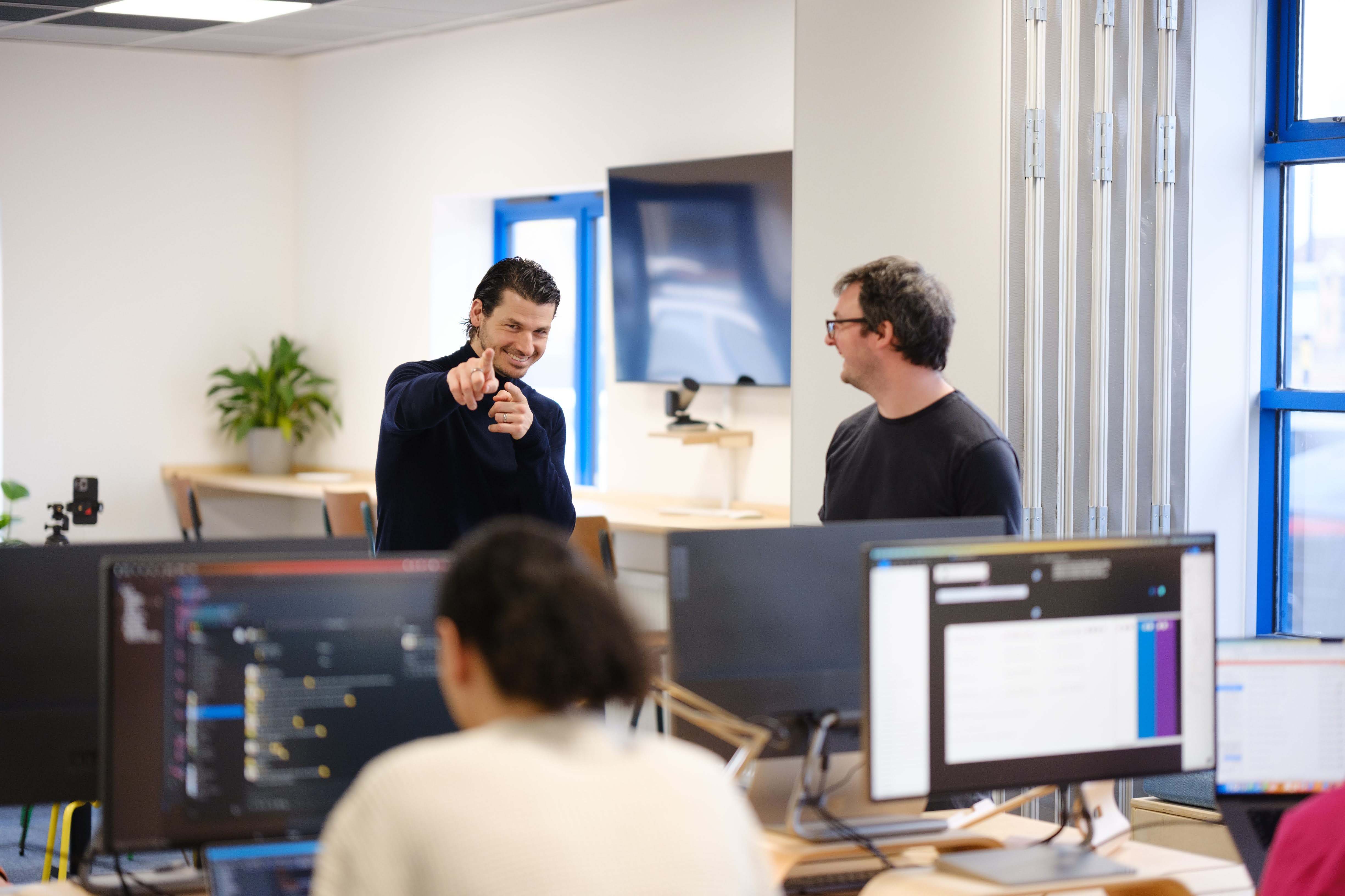 The Brightec team working in the studio