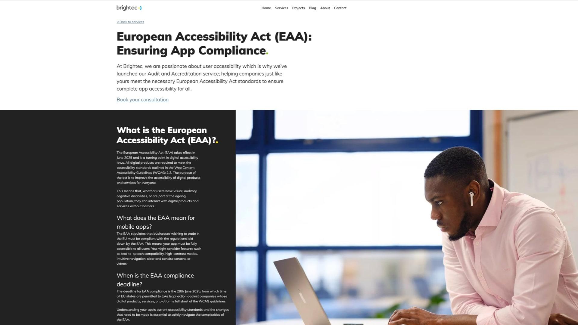 A member of the Brightec team working from the Brightec studio