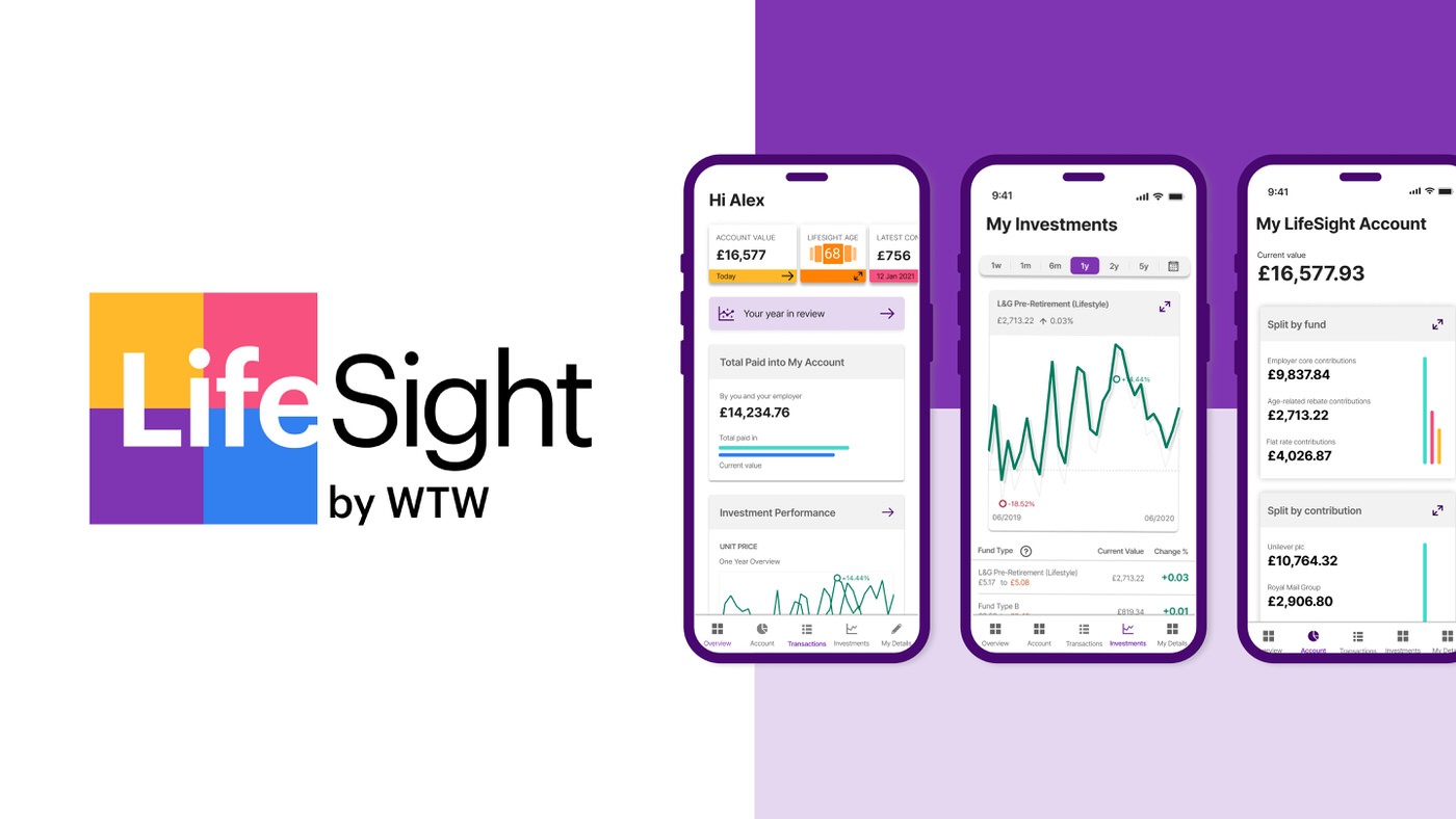 An image featuring primary app screen examples on the right and the LifeSight logo on the left.