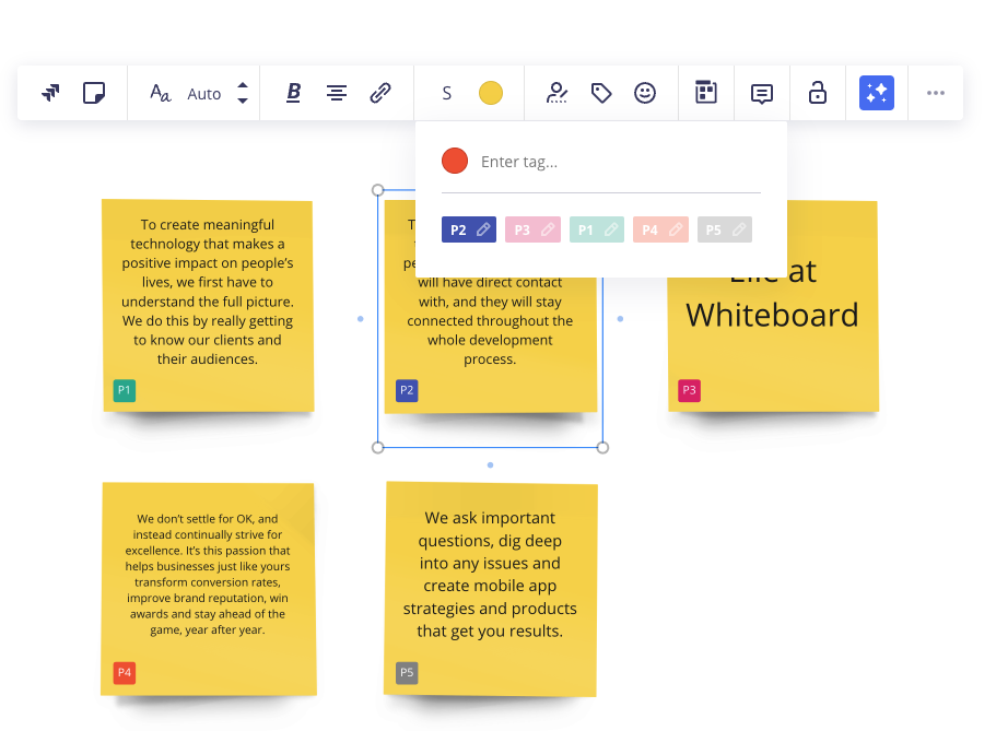Miro Assist gives the user an option to generate the sticky notes as they appear in the chat